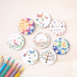 2個セット。8つの柄から。缶バッジ 