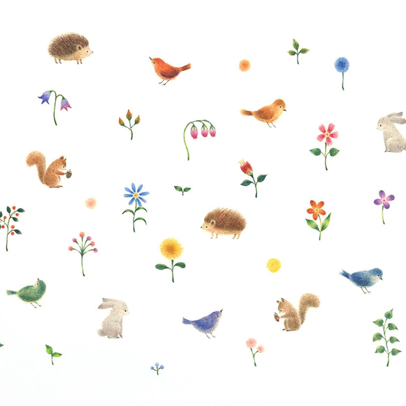 絵のある暮らし。大きな額装アートプリント "動物たちと花と草" FAP-A3N32 送料無料 3枚目の画像