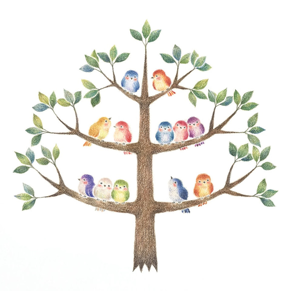 如詩如畫的生活。裱框藝術品打印“有小鳥的樹”FAP-A 5208 第3張的照片