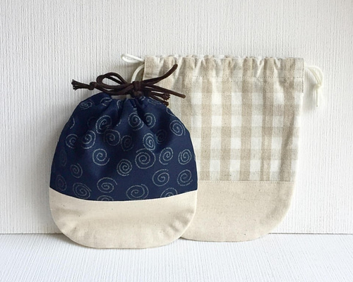 送料無料】再販☆ツートンカラーの巾着 巾着袋 ままぐま 通販 1675460