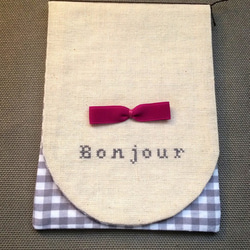 クロスステッチのカード - Bonjour 1枚目の画像