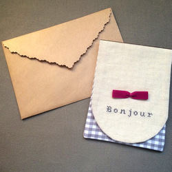 クロスステッチのカード - Bonjour 4枚目の画像