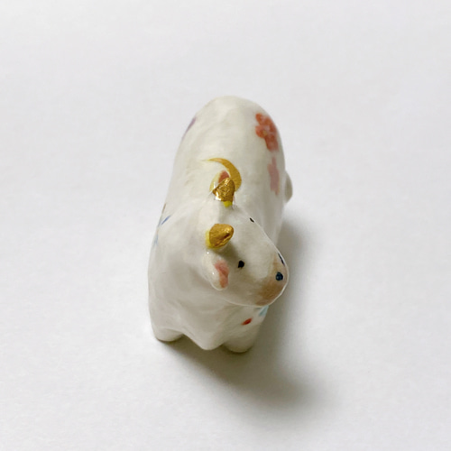 陶器製牛の置物 正月飾り 【公式通販】