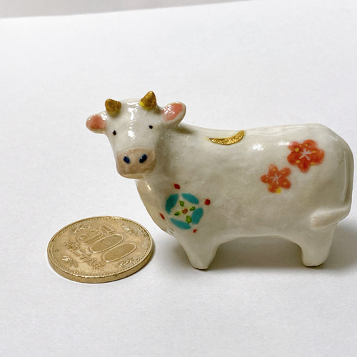 陶器製牛の置物 正月飾り 【公式通販】