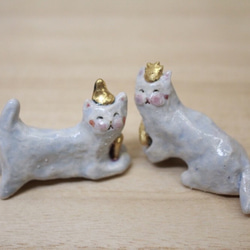 ひな人形】 【豆雛】 【ひなまつり】小さな陶のおひなさま 金彩 手作り