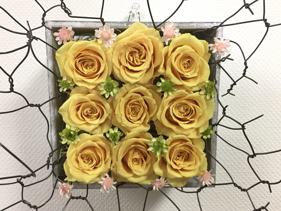 イエローローズのワイヤーラッピング
