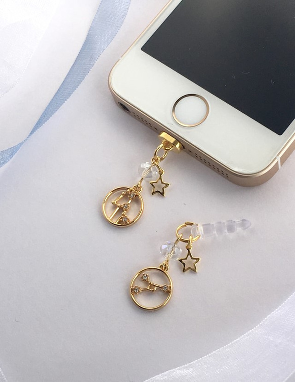 iphoneX対応☆キラキラと輝く☆12星座シリーズ☆イヤホンジャックor