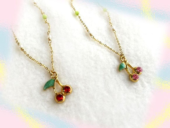大人気の さくらんぼネックレス ネックレス・ペンダント DZEE.015 ネイルチップ・付け爪
