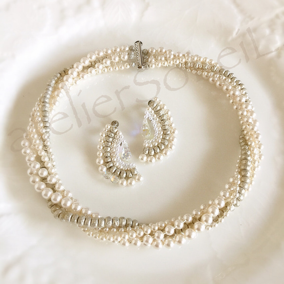 Wedding jewelry♡パールクロッシュネックレス 5枚目の画像