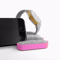 小物入れ＆時計、スマホスタンド smart-stand　CORO-FLAT【ピンク】 1枚目の画像
