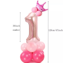 (1) ピンク ビッグナンバーバルーン 誕生日 飾り 1枚目の画像