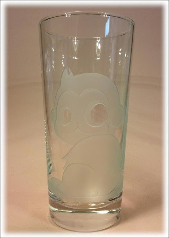 【沈め彫り】お猿さんのストレートグラス 1枚目の画像
