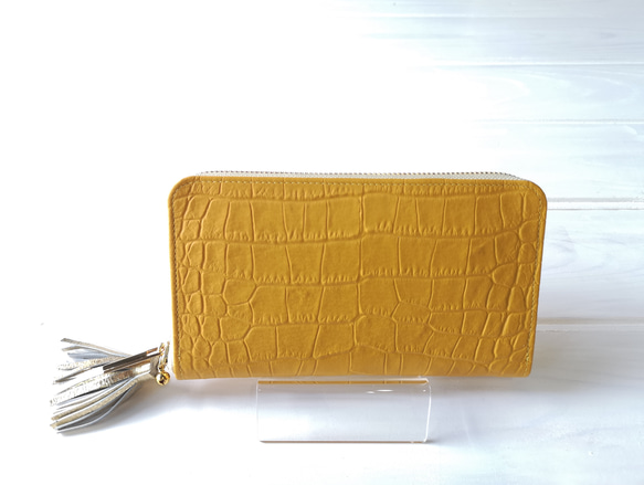 【受注生産】☆収納力重視！長財布〈TORON〉saffron yellowサフランイエロー 4枚目の画像