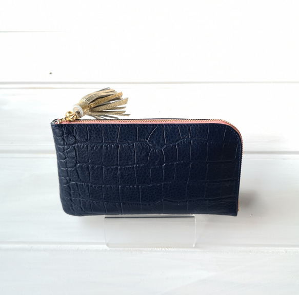 【受注生産】☆使いやすくてコンパクト☆L字ファスナー長財布『coron コロン』azzurroアッズーロ 