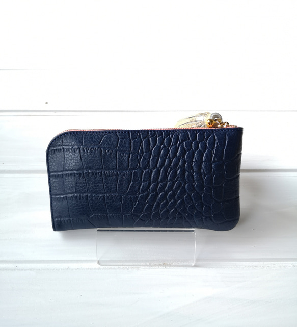 【受注生産】☆使いやすくてコンパクト☆L字ファスナー長財布『coron コロン』azzurroアッズーロ 