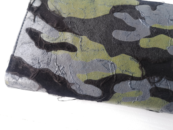 【サンプルセール】和紙&革コンビのカモフラージュ柄長財布☆ブラック・ブルー 8枚目の画像