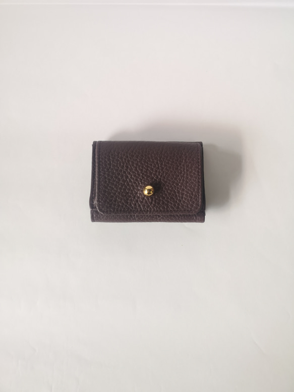 三つ折り財布〈PUKA〉イタリアンレザーバーガンディ 1枚目の画像