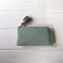 【2025年人気No,4】使い安くてコンパクト☆L字ファスナー長財布『coronコロン』ライトブルーグリーン 3枚目の画像