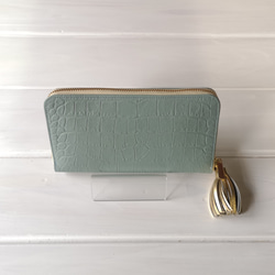 【再販&受注生産】収納力重視！長財布〈TORON〉lightbluegreenライトブルーグリーン 3枚目の画像