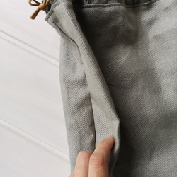 【受注生産】抗菌防臭インナー&リトアニア産リネン素材の巾着ショッピングバッグSサイズ　5色展開 8枚目の画像