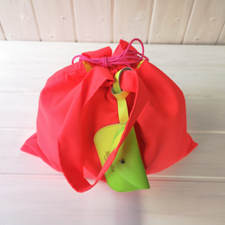 【受注生産】3色展開☆ネオンカラー巾着ショッピングバッグSサイズ 4枚目の画像