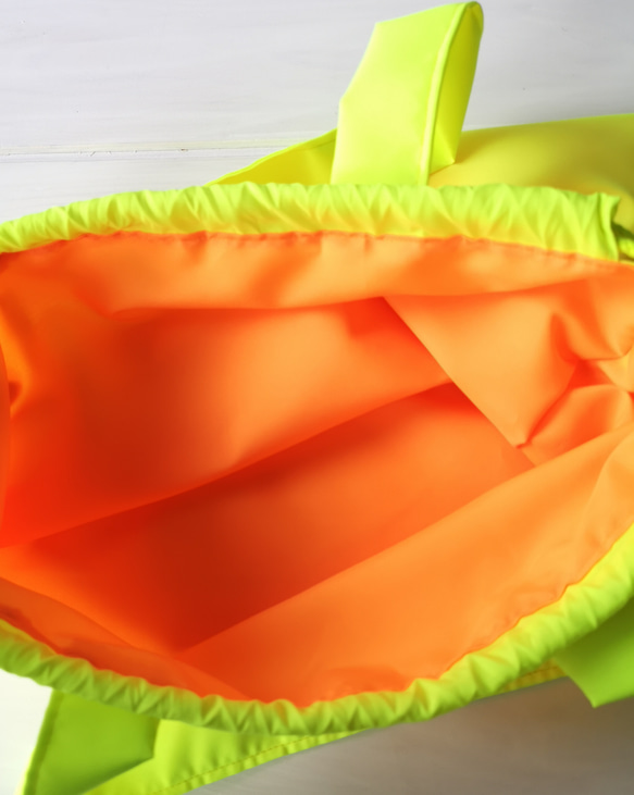 【受注生産】3色展開☆ネオンカラー巾着ショッピングバッグSサイズ 7枚目の画像