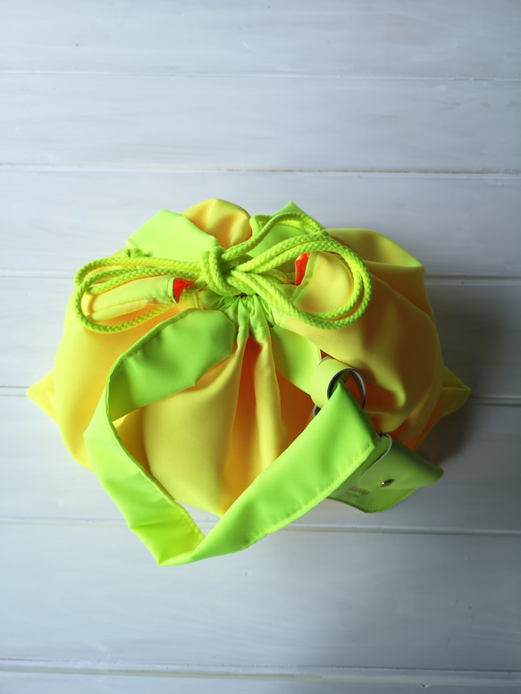 【受注生産】3色展開☆ネオンカラー巾着ショッピングバッグSサイズ 8枚目の画像