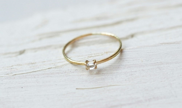 18k gold ring ~小さな天然石~　ﾊｰｷﾏｰﾀﾞｲﾔﾓﾝﾄﾞ 1枚目の画像