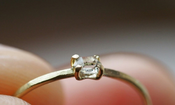 18k gold ring ~小さな天然石~　ﾊｰｷﾏｰﾀﾞｲﾔﾓﾝﾄﾞ 2枚目の画像