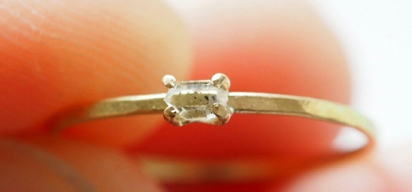 18k gold ring ~小さな天然石~　ﾊｰｷﾏｰﾀﾞｲﾔﾓﾝﾄﾞ 3枚目の画像