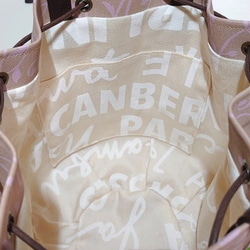 2wayショルダー巾着バッグ　ボタニカル柄×ピンク 7枚目の画像