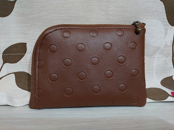 チョコレートカラーのお財布　L字ファスナー　Sサイズ 1枚目の画像