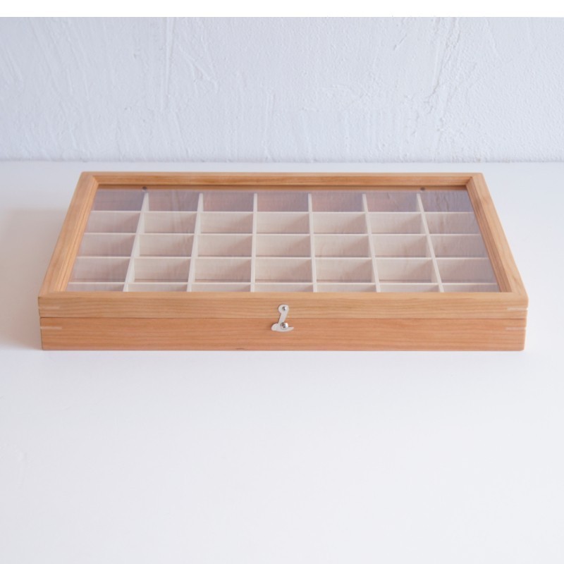 木製アクセサリーケース＊Large　35ブロック　チェリーまたはウォルナット＊受注製作品＊