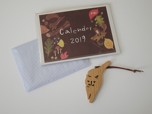 【creema限定 ＊ 新春特別福袋2019】カレンダー ＆ どうぶつキーホルダー〈ねこ〉 ＆ おまけ 1枚目の画像