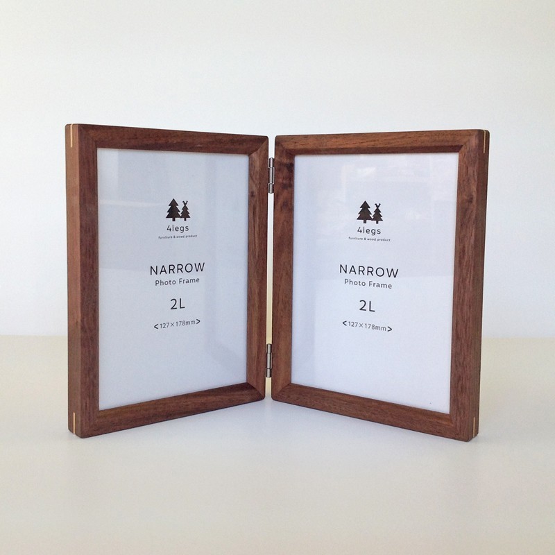 NARROWフレーム　W　写真2L判 2面　ウォルナット<受注製作＞