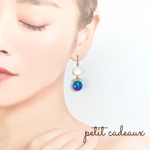 イギリス発夏色ランプワークビーズピアス ピアス（フック・チェーン  