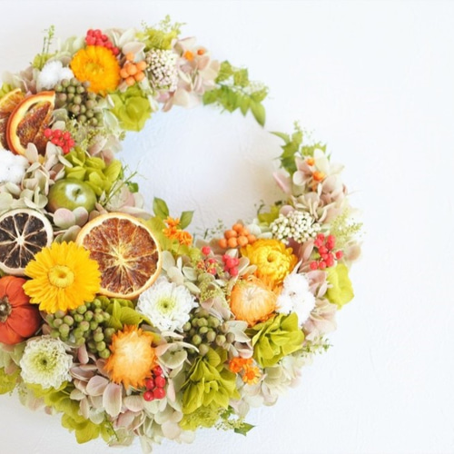 ハーベストリース25㎝ プリザーブドフラワー ハロウィン