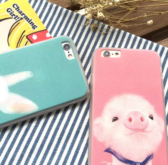 *+:｡.｡ Cutie Piggie and Bunny Soft Case for iPhone ｡.｡:+* 2枚目の画像