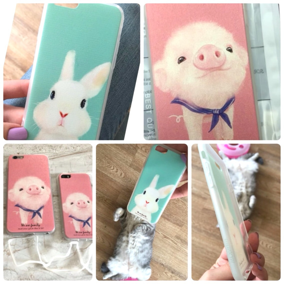 *+:｡.｡ Cutie Piggie and Bunny Soft Case for iPhone ｡.｡:+* 5枚目の画像