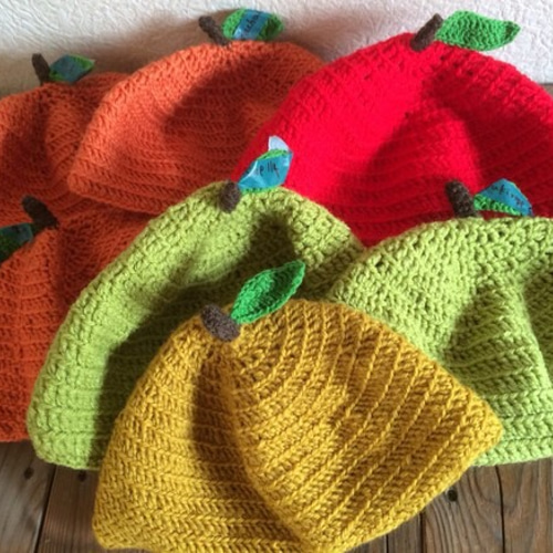 果物帽子 ハンドメイド 青りんご