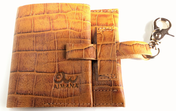 キャッシュレス時代のお財布／クロコ型押し茶色 1枚目の画像
