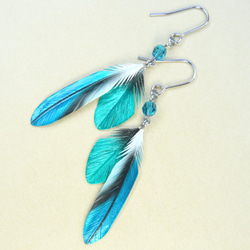 粘土の羽根飾り＿カワセミ緑＿ピアス/イヤリング＿R小 T中 ピアス
