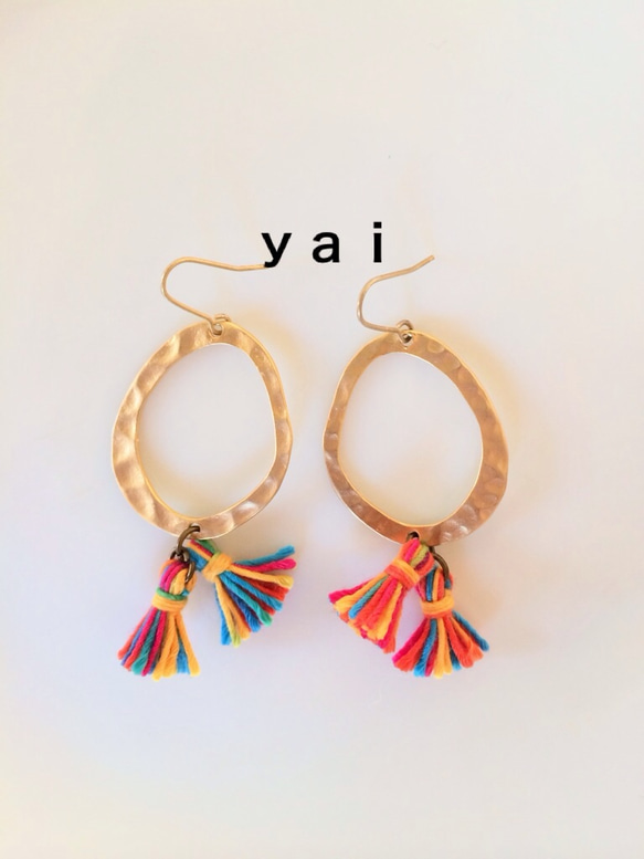 ♢♦︎ｙａｉ♦︎♢カラフルタッセルピアス✴︎ 1枚目の画像