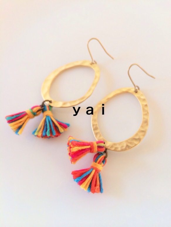 ♢♦︎ｙａｉ♦︎♢カラフルタッセルピアス✴︎ 2枚目の画像