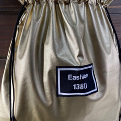 ゴールドレザー　巾着　トートバッグ　エコバッグ 4枚目の画像
