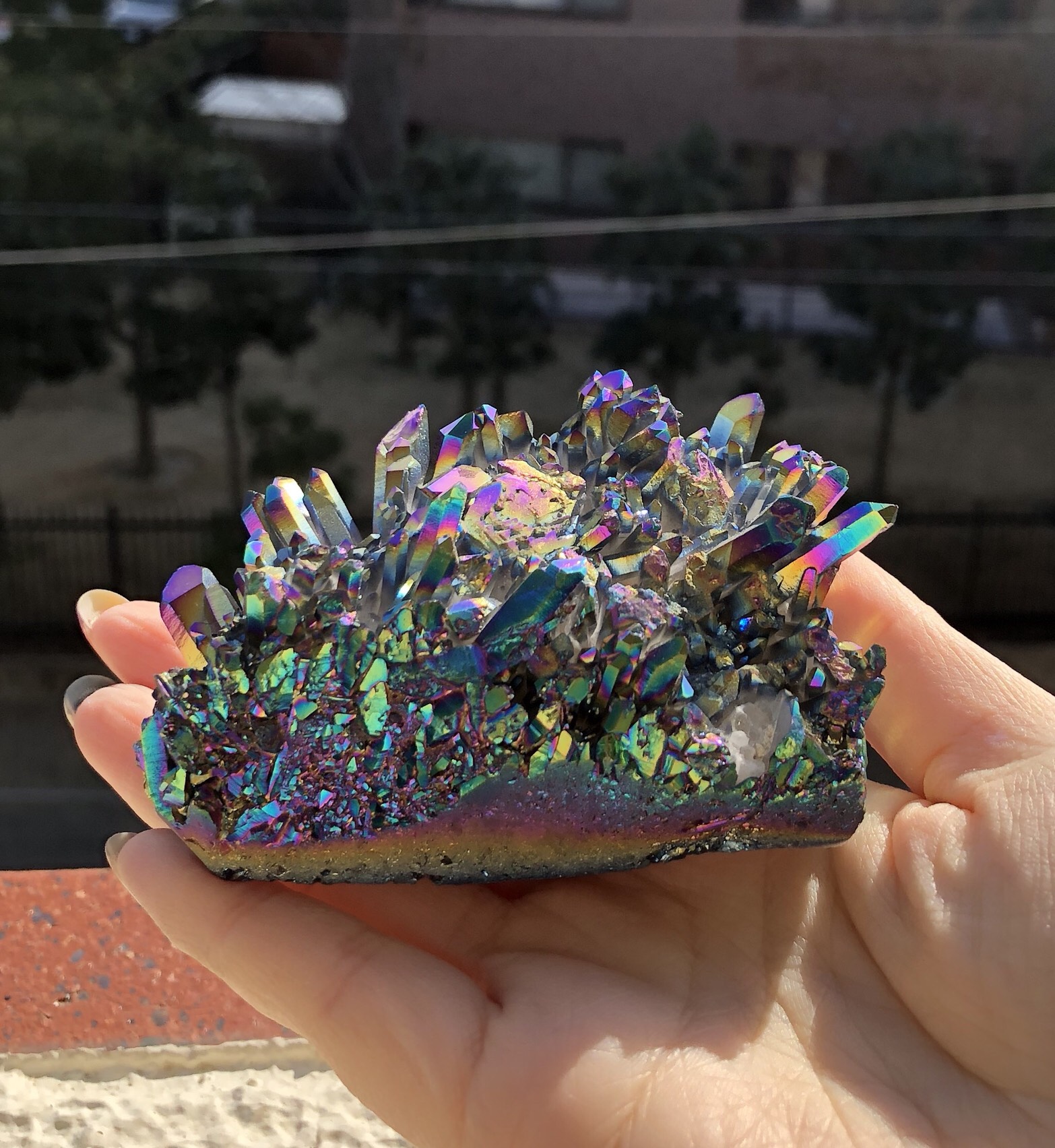 天然石 極上別格品‪☆☆レインボー 水晶クラスター ‪☆想像絶する☆究極の煌めき