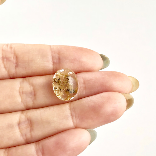 ヘマタイト入り！ルチルクォーツ☆ルースタンブル 天然石 虹色の