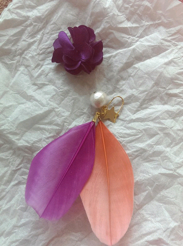 Summer Flap piasu    (片耳) purple＆orangepink 1枚目の画像