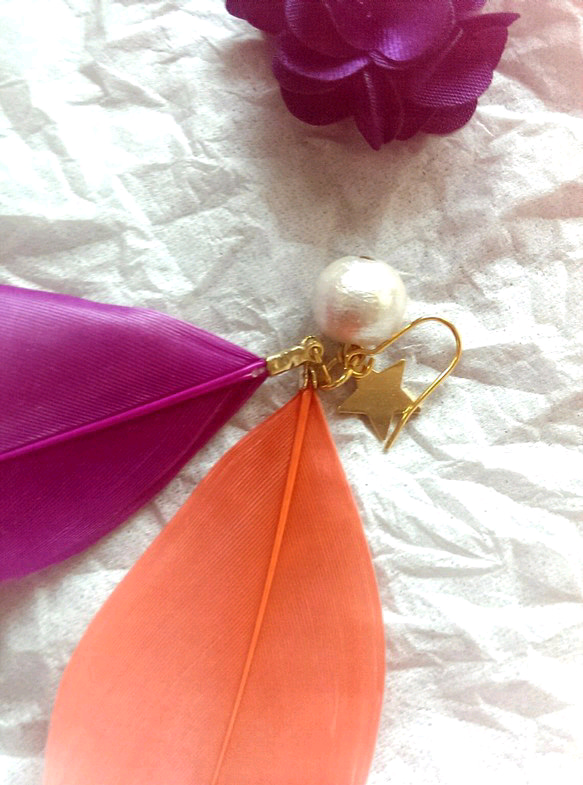 Summer Flap piasu    (片耳) purple＆orangepink 2枚目の画像