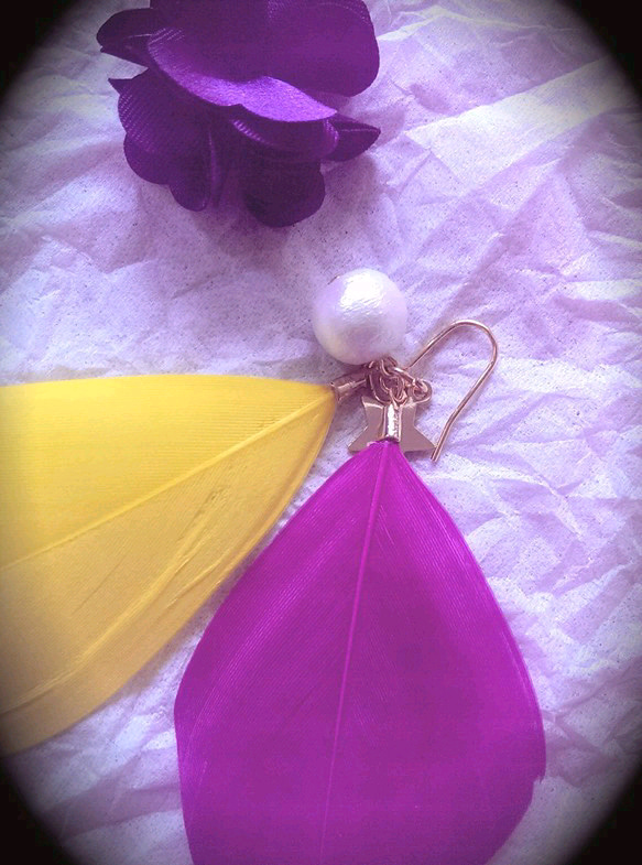 Summer Flap piasu    (片耳) purple＆yellow 2枚目の画像